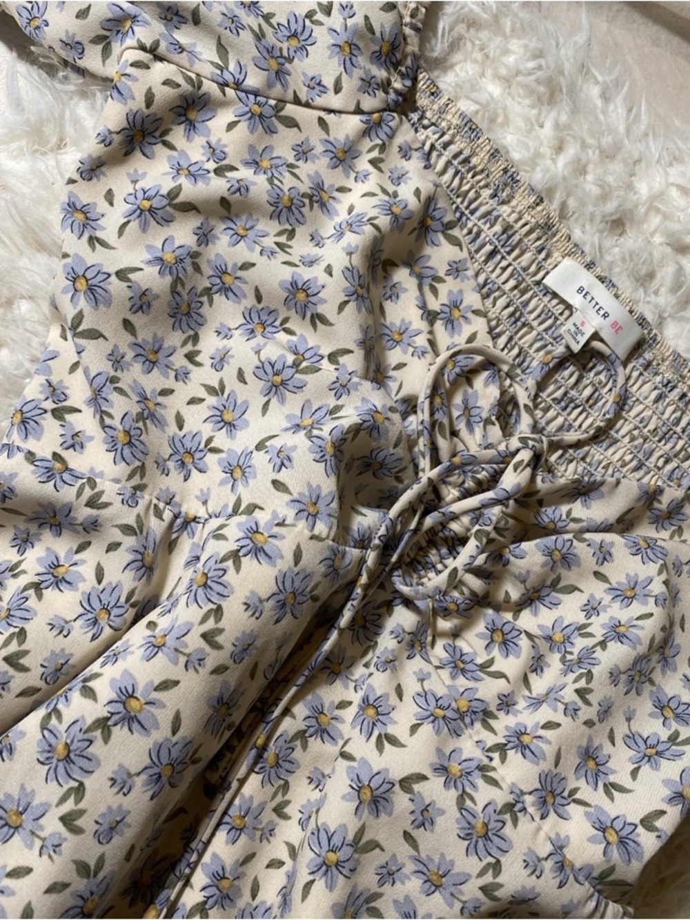 Better Be Cream Floral Lace-Up Square-Neck Mini Dress - Picture 7 of 9
